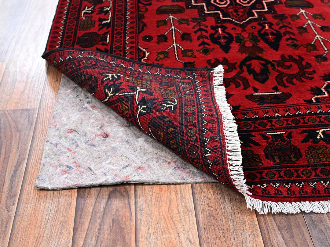 3'3" x 5'1" New Hand Knotted Red Wool Rectangle Oriental Rug - MOA1022448