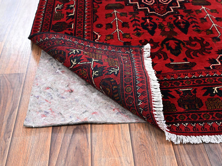 3'3" x 5'1" New Hand Knotted Red Wool Rectangle Oriental Rug - MOA1022448