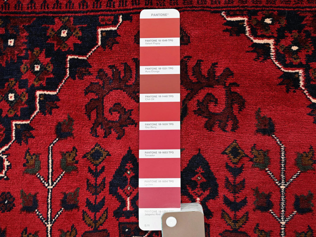 3'3" x 5'1" New Hand Knotted Red Wool Rectangle Oriental Rug - MOA1022448