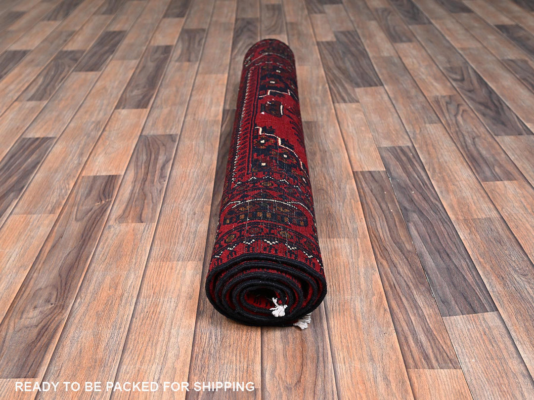 3'3" x 5'1" New Hand Knotted Red Wool Rectangle Oriental Rug - MOA1022448