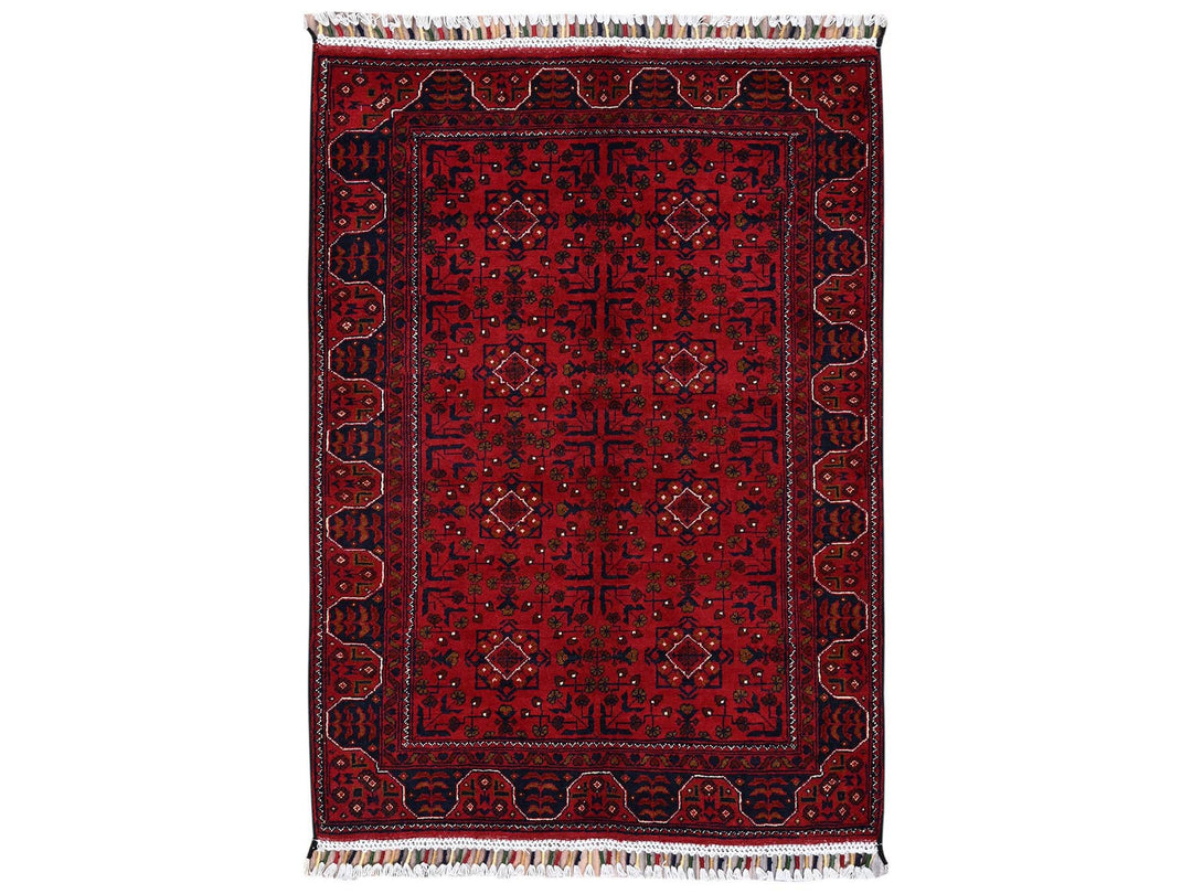 3'3" x 4'8" New Hand Knotted Red Wool Rectangle Oriental Rug - MOA1022449