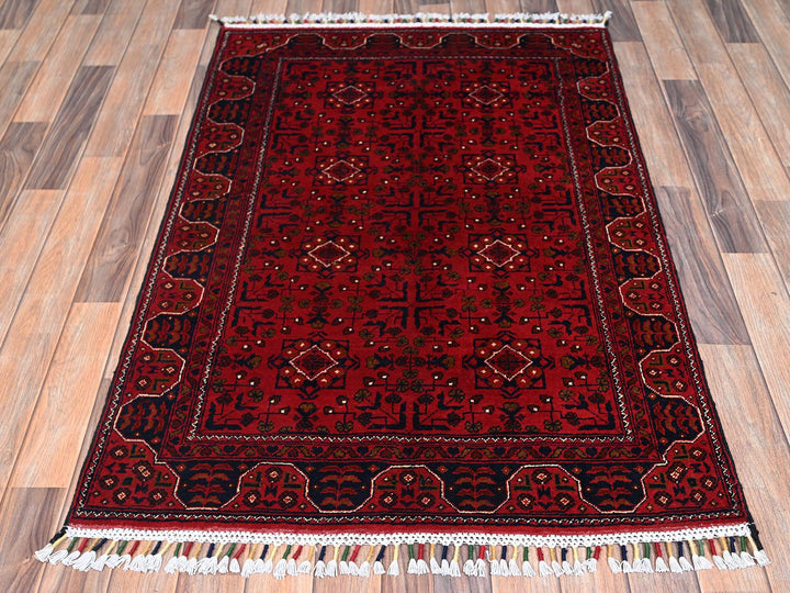 3'3" x 4'8" New Hand Knotted Red Wool Rectangle Oriental Rug - MOA1022449