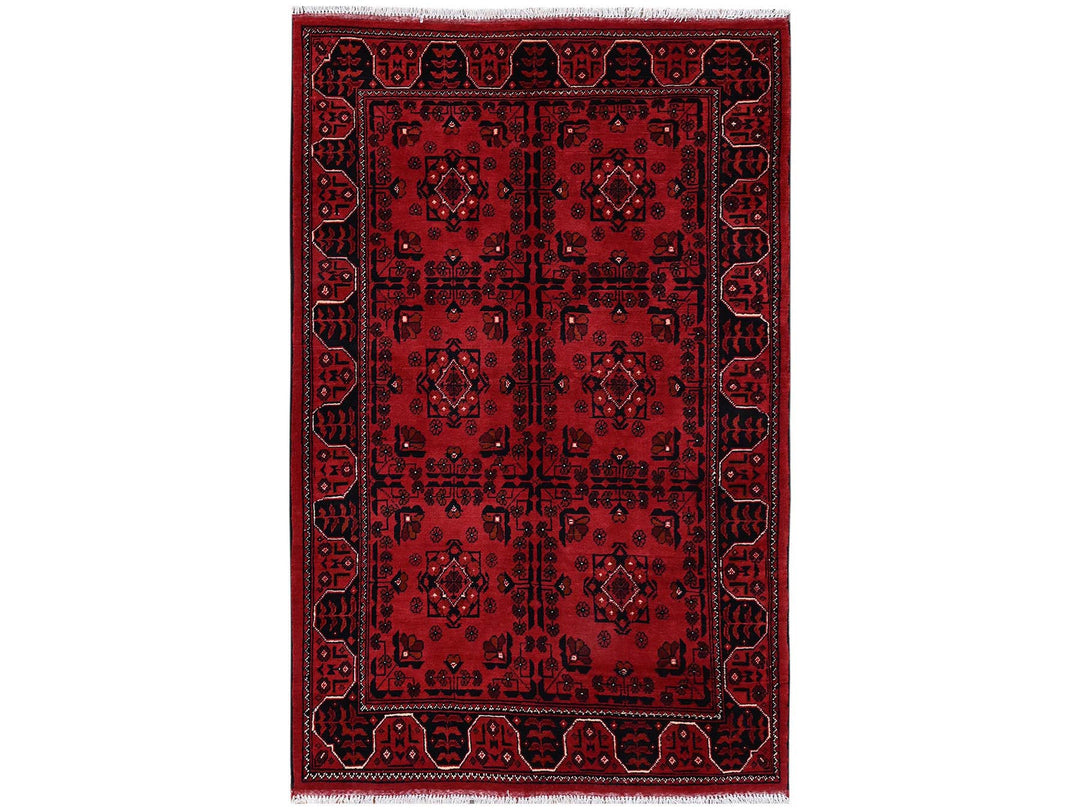 3'4" x 5'2" New Hand Knotted Red Wool Rectangle Oriental Rug - MOA1022451