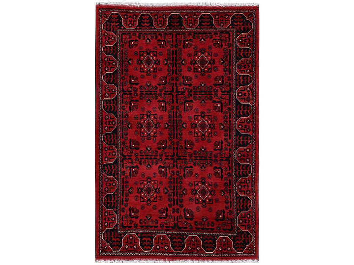 3'4" x 5'2" New Hand Knotted Red Wool Rectangle Oriental Rug - MOA1022451