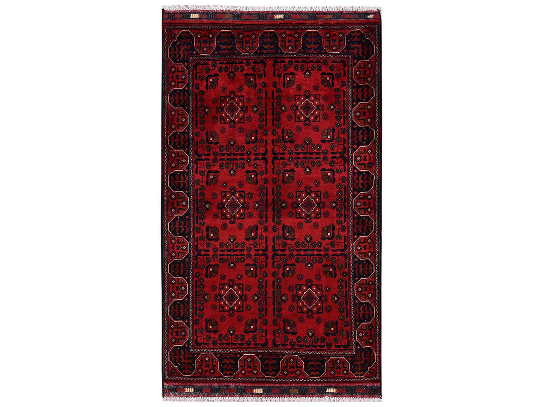 3'3" x 5'5" New Hand Knotted Red Wool Rectangle Oriental Rug - MOA1022452