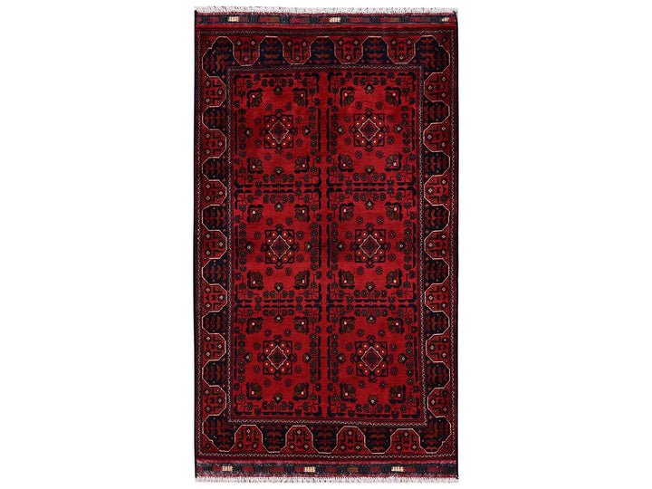 3'3" x 5'5" New Hand Knotted Red Wool Rectangle Oriental Rug - MOA1022452