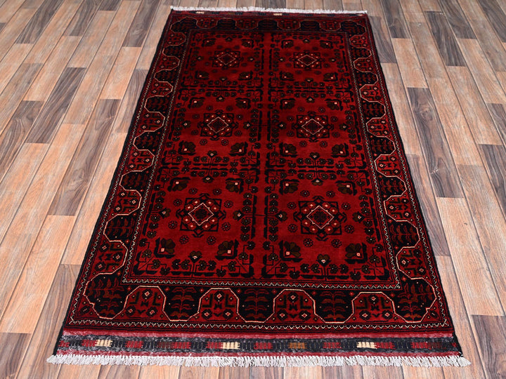 3'3" x 5'5" New Hand Knotted Red Wool Rectangle Oriental Rug - MOA1022452