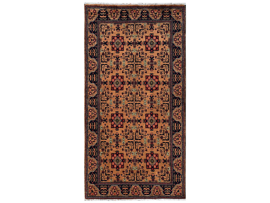 3'3" x 6'2" New Hand Knotted Brown Wool Runner Oriental Rug - MOA1022453
