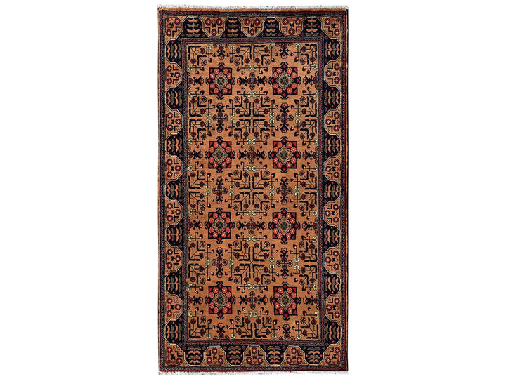 3'3" x 6'2" New Hand Knotted Brown Wool Runner Oriental Rug - MOA1022453
