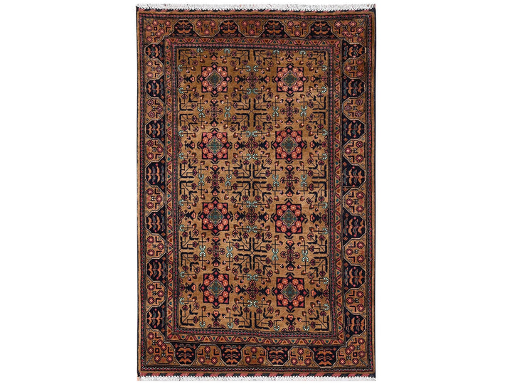 3'4" x 5'1" New Hand Knotted Brown Wool Rectangle Oriental Rug - MOA1022454