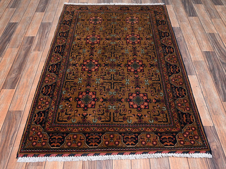 3'4" x 5'1" New Hand Knotted Brown Wool Rectangle Oriental Rug - MOA1022454