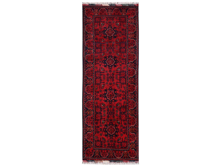 1'10" x 5'1" New Hand Knotted Red Wool Runner Oriental Rug - MOA1022455