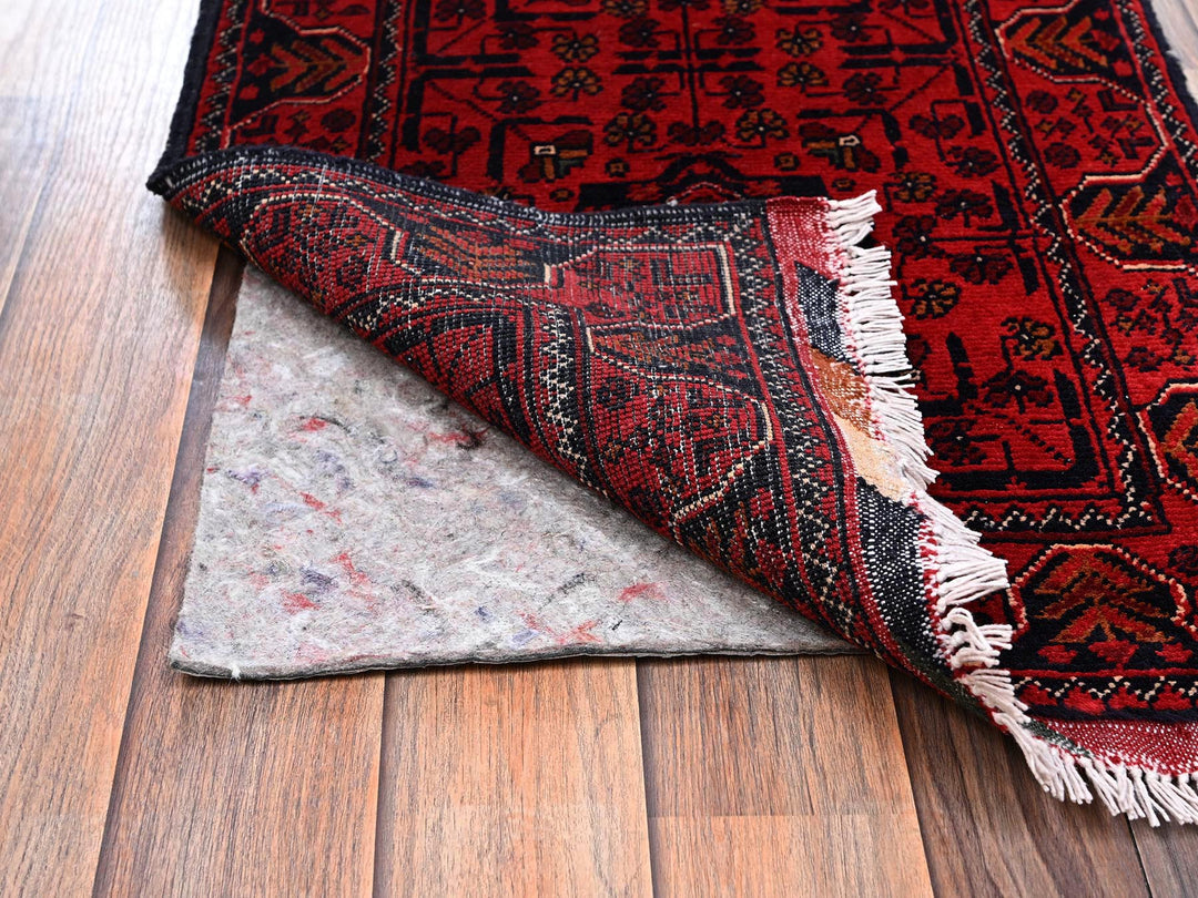 1'10" x 5'1" New Hand Knotted Red Wool Runner Oriental Rug - MOA1022455