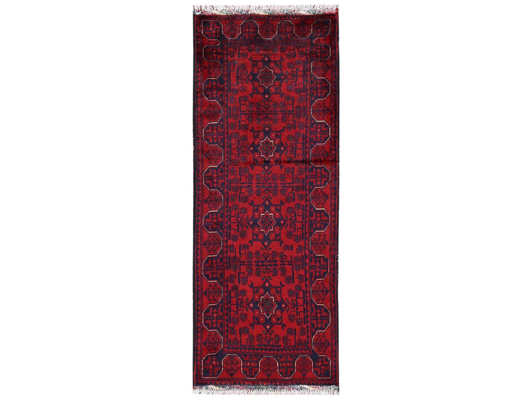 1'10" x 4'11" New Hand Knotted Red Wool Runner Oriental Rug - MOA1022456