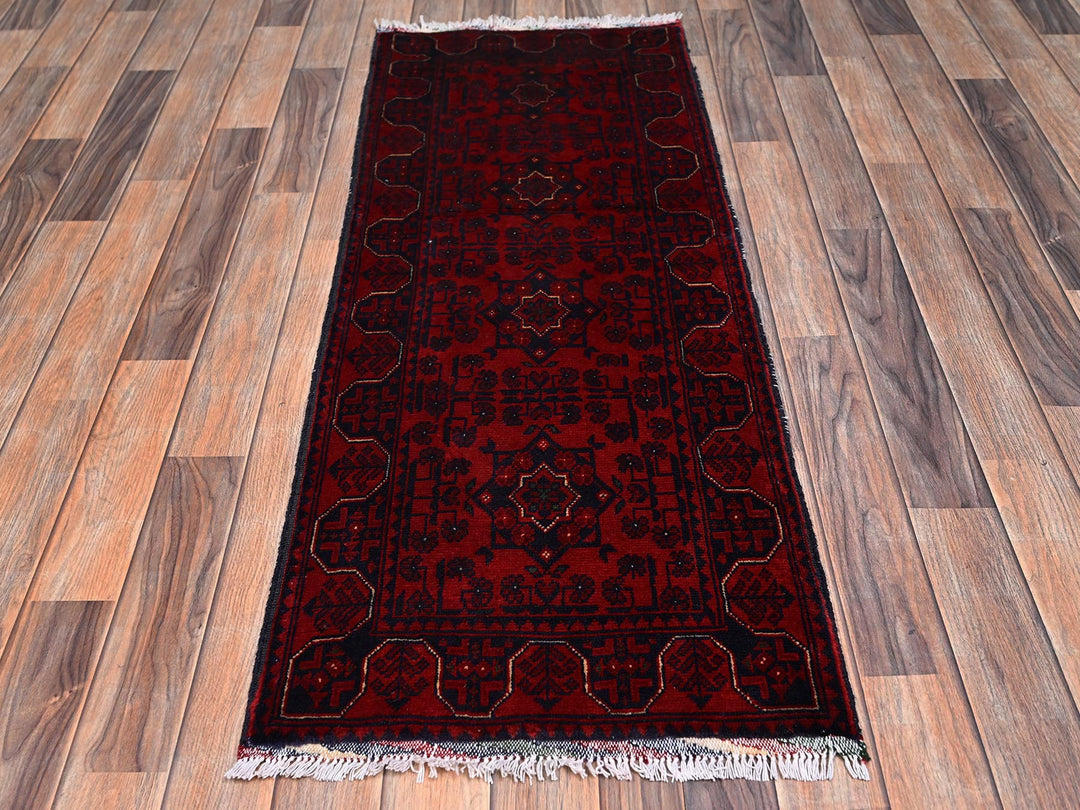 1'10" x 4'11" New Hand Knotted Red Wool Runner Oriental Rug - MOA1022456