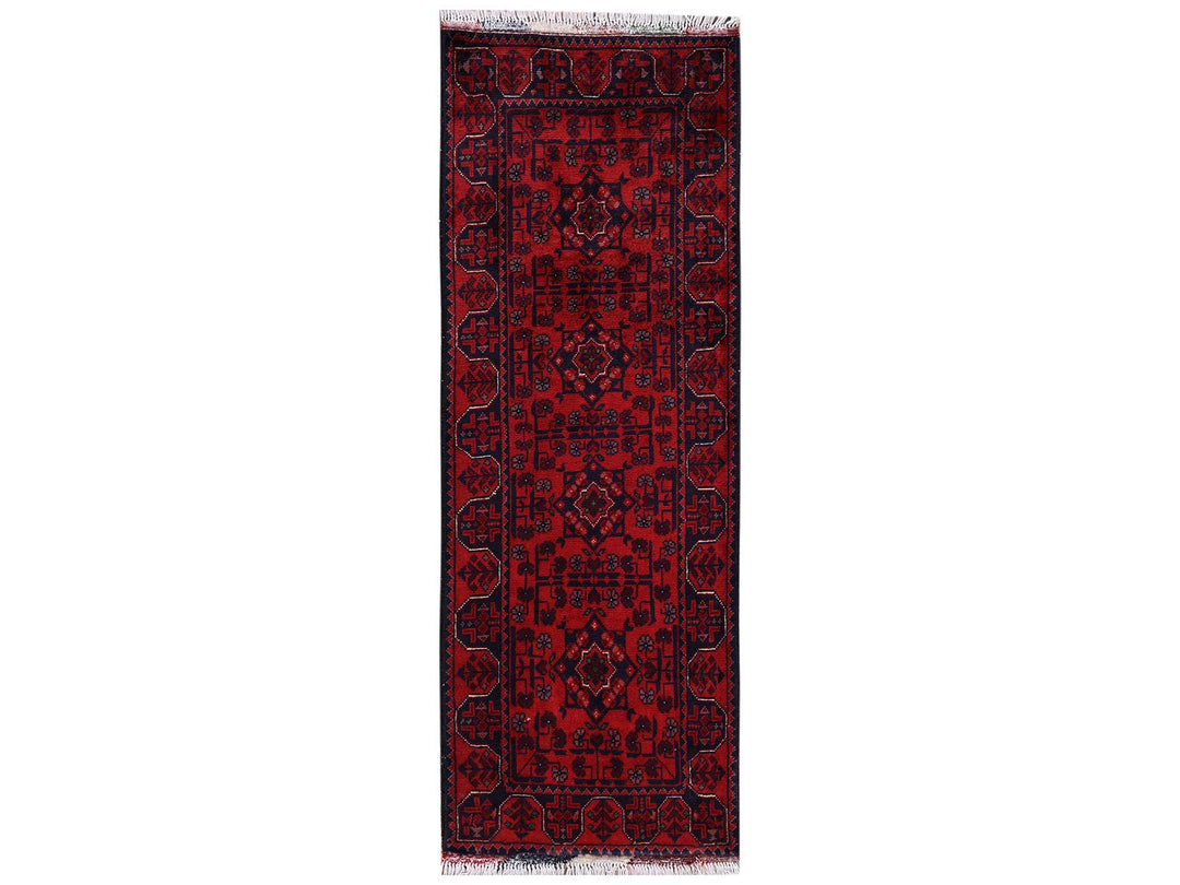 1'10" x 4'11" New Hand Knotted Red Wool Runner Oriental Rug - MOA1022457