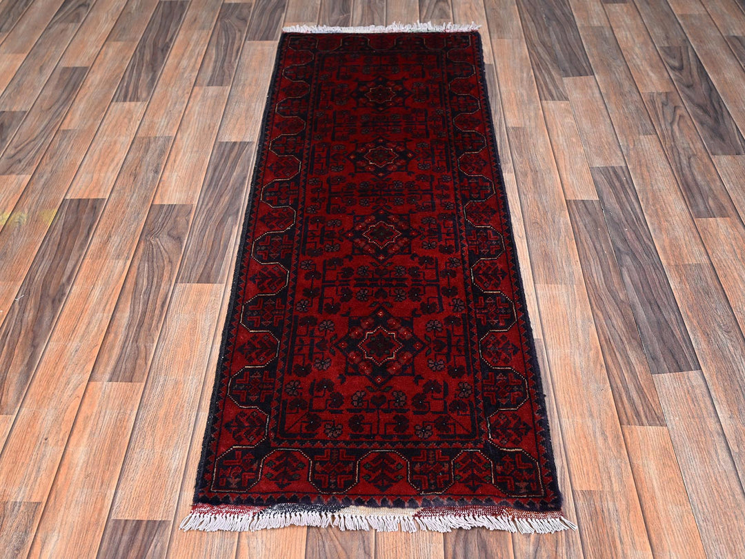 1'10" x 4'11" New Hand Knotted Red Wool Runner Oriental Rug - MOA1022457