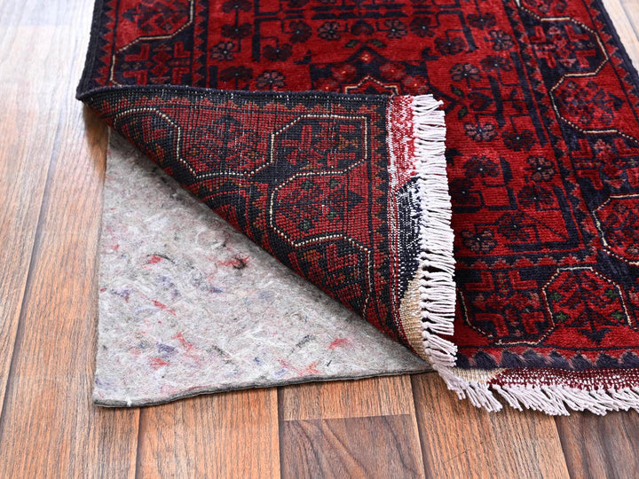 1'10" x 4'11" New Hand Knotted Red Wool Runner Oriental Rug - MOA1022457