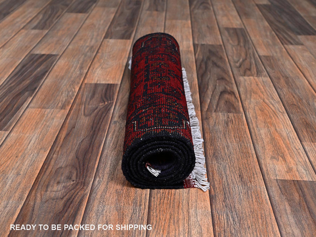 1'10" x 4'11" New Hand Knotted Red Wool Runner Oriental Rug - MOA1022457