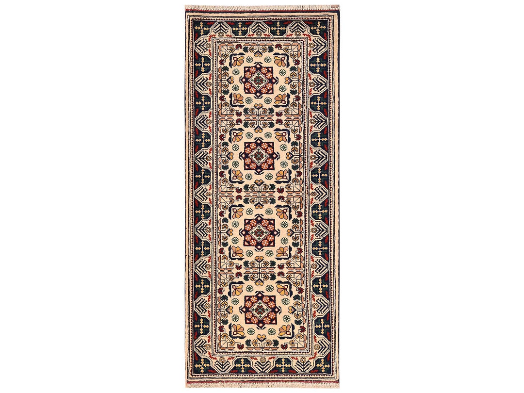 2'3" x 4'10" New Hand Knotted Ivory Wool Runner Oriental Rug - MOA1022458