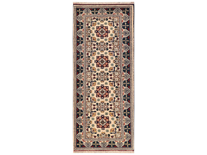 2'3" x 4'10" New Hand Knotted Ivory Wool Runner Oriental Rug - MOA1022458