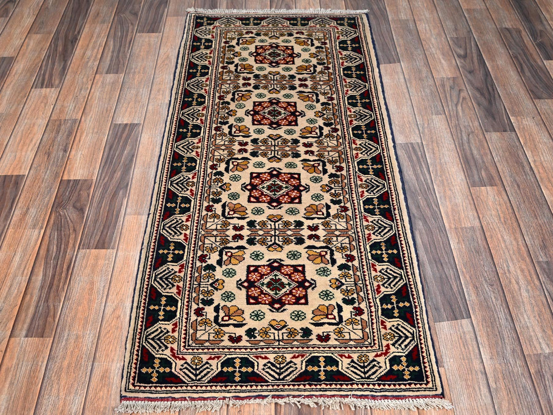 2'3" x 4'10" New Hand Knotted Ivory Wool Runner Oriental Rug - MOA1022458