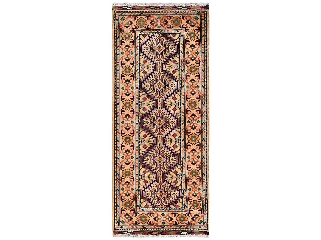2'2" x 5'1" New Hand Knotted Beige Wool Runner Oriental Rug - MOA1022459