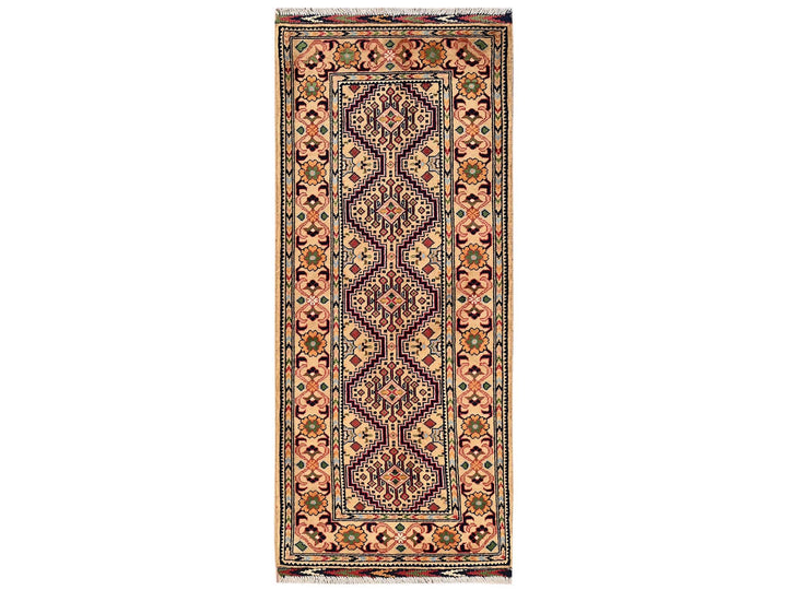 2'2" x 5'1" New Hand Knotted Beige Wool Runner Oriental Rug - MOA1022459