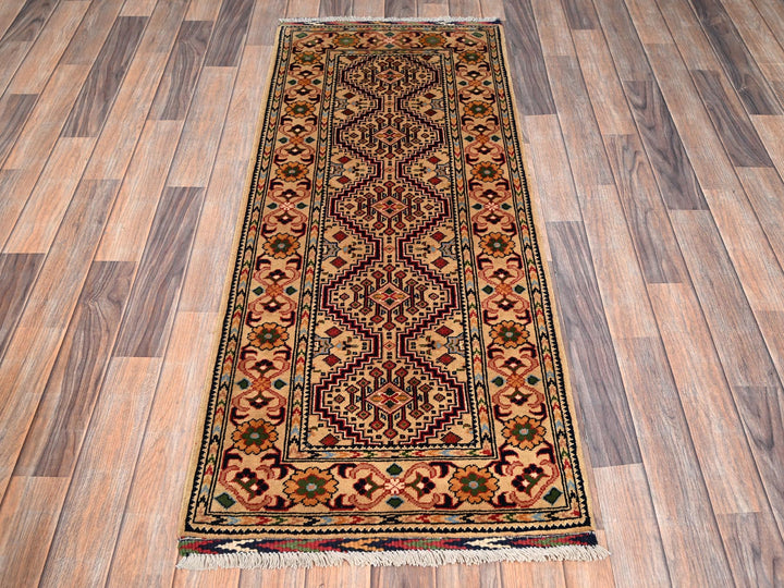 2'2" x 5'1" New Hand Knotted Beige Wool Runner Oriental Rug - MOA1022459