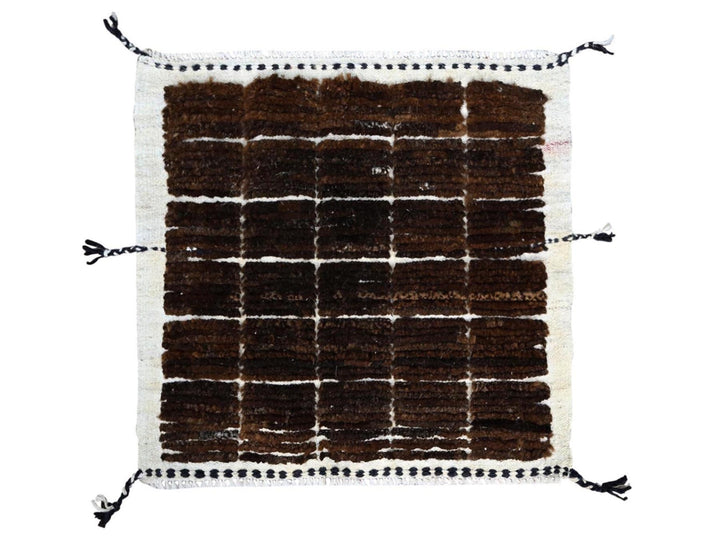 1'8" x 2'0" New Hand Knotted Brown Wool Square Oriental Rug - MOA102245
