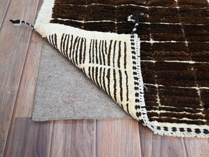 1'8" x 2'0" New Hand Knotted Brown Wool Square Oriental Rug - MOA102245