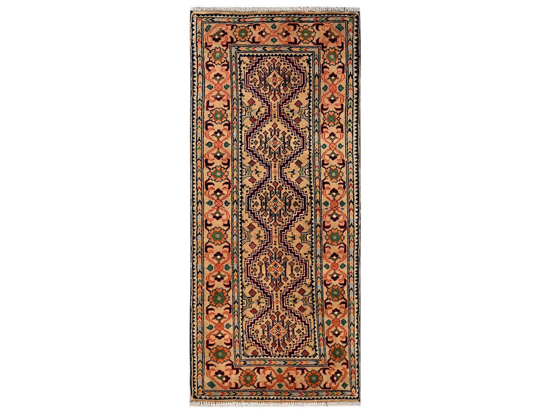 2'2" x 5'2" New Hand Knotted Beige Wool Runner Oriental Rug - MOA1022460