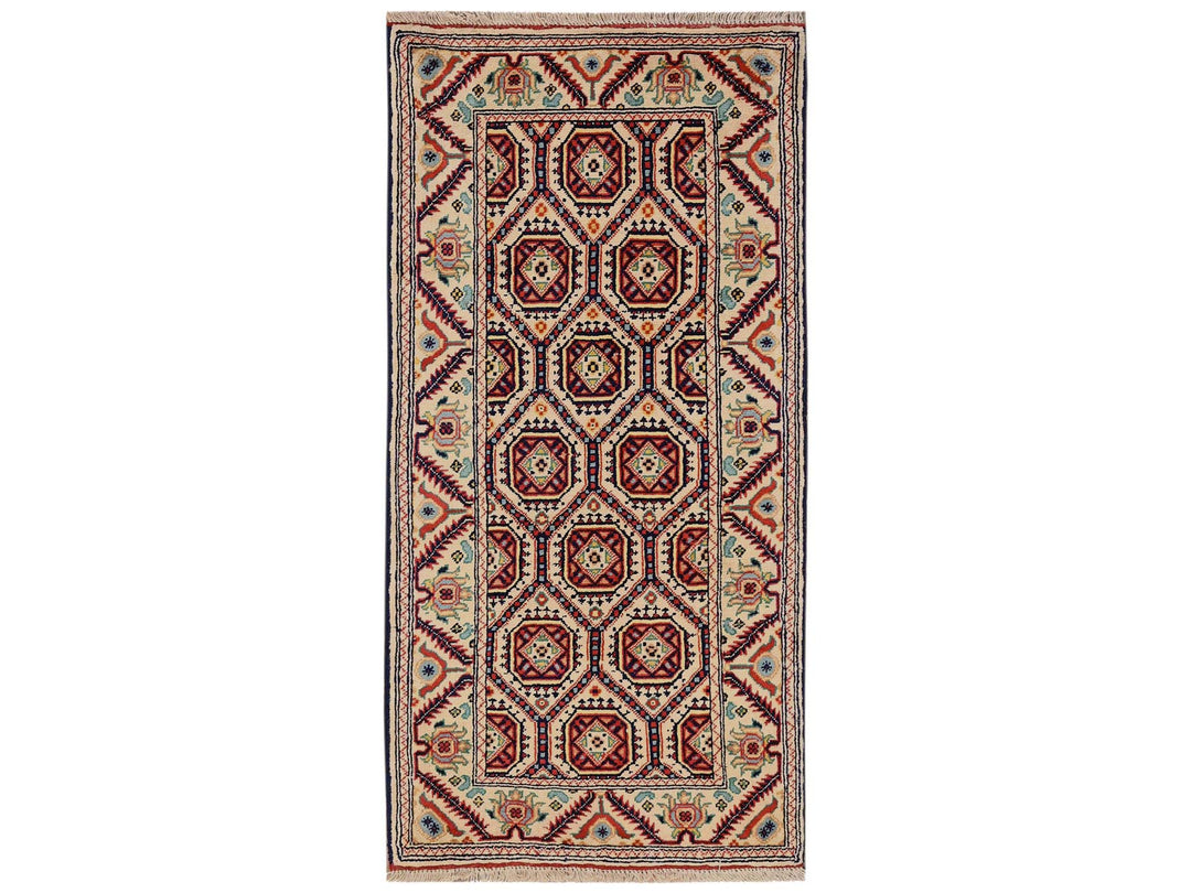 2'1" x 4'3" New Hand Knotted Ivory Wool Rectangle Oriental Rug - MOA1022462