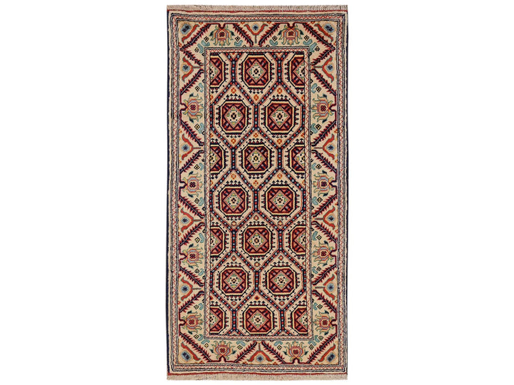2'1" x 4'3" New Hand Knotted Ivory Wool Rectangle Oriental Rug - MOA1022462
