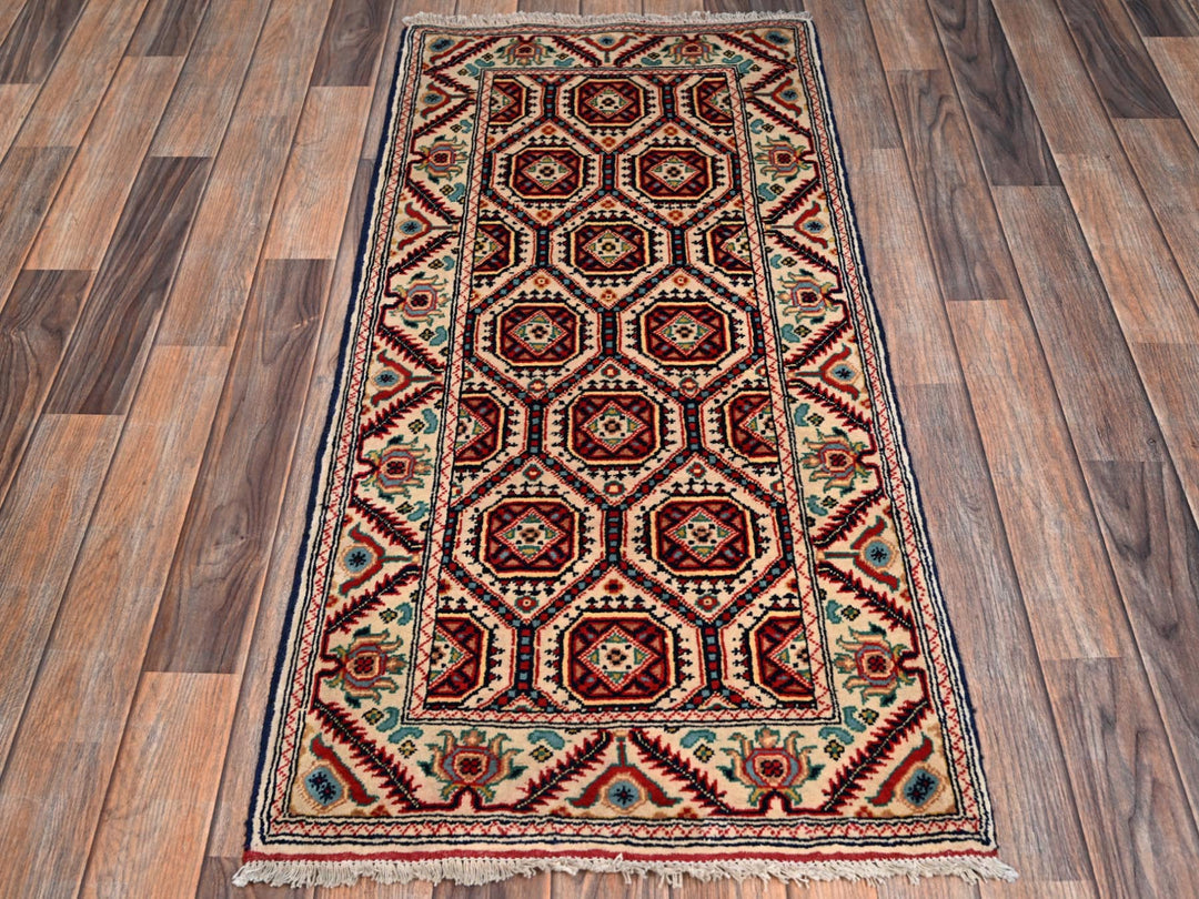2'1" x 4'3" New Hand Knotted Ivory Wool Rectangle Oriental Rug - MOA1022462