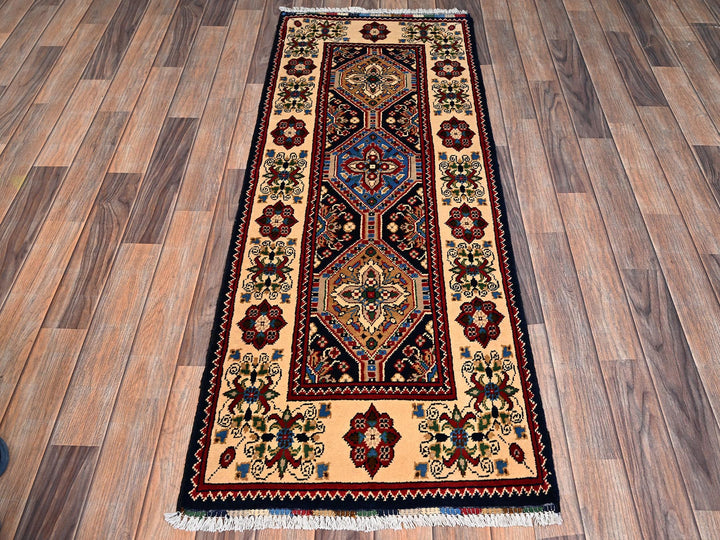 2'1" x 5'5" New Hand Knotted Blue Wool Runner Oriental Rug - MOA1022464