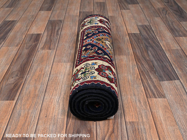 2'1" x 5'5" New Hand Knotted Blue Wool Runner Oriental Rug - MOA1022464