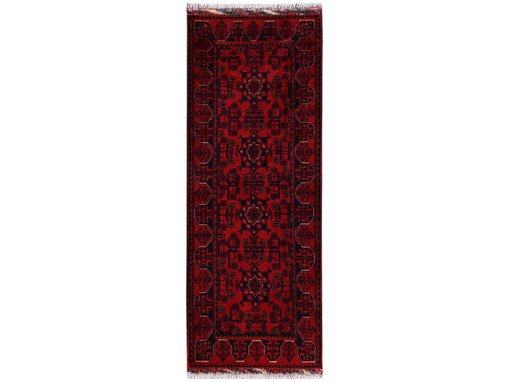 1'10" x 4'10" New Hand Knotted Red Wool Runner Oriental Rug - MOA1022465