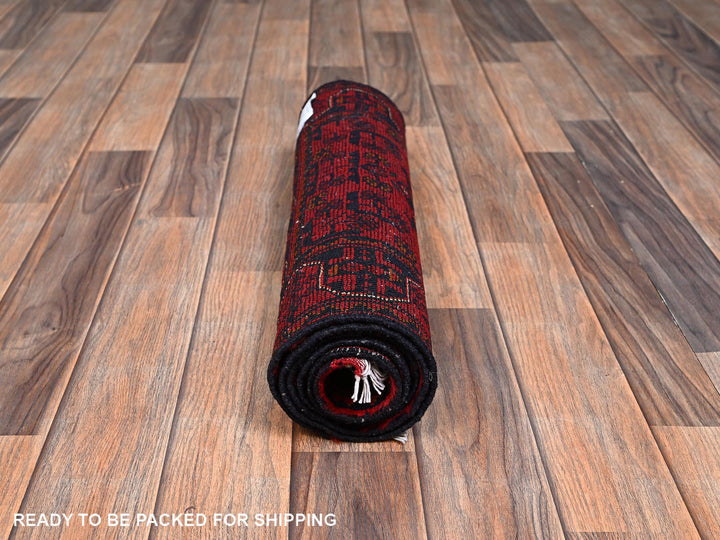 1'10" x 4'10" New Hand Knotted Red Wool Runner Oriental Rug - MOA1022465