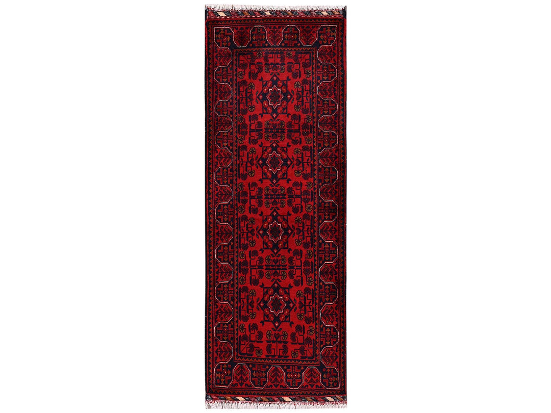 1'9" x 4'11" New Hand Knotted Red Wool Runner Oriental Rug - MOA1022466