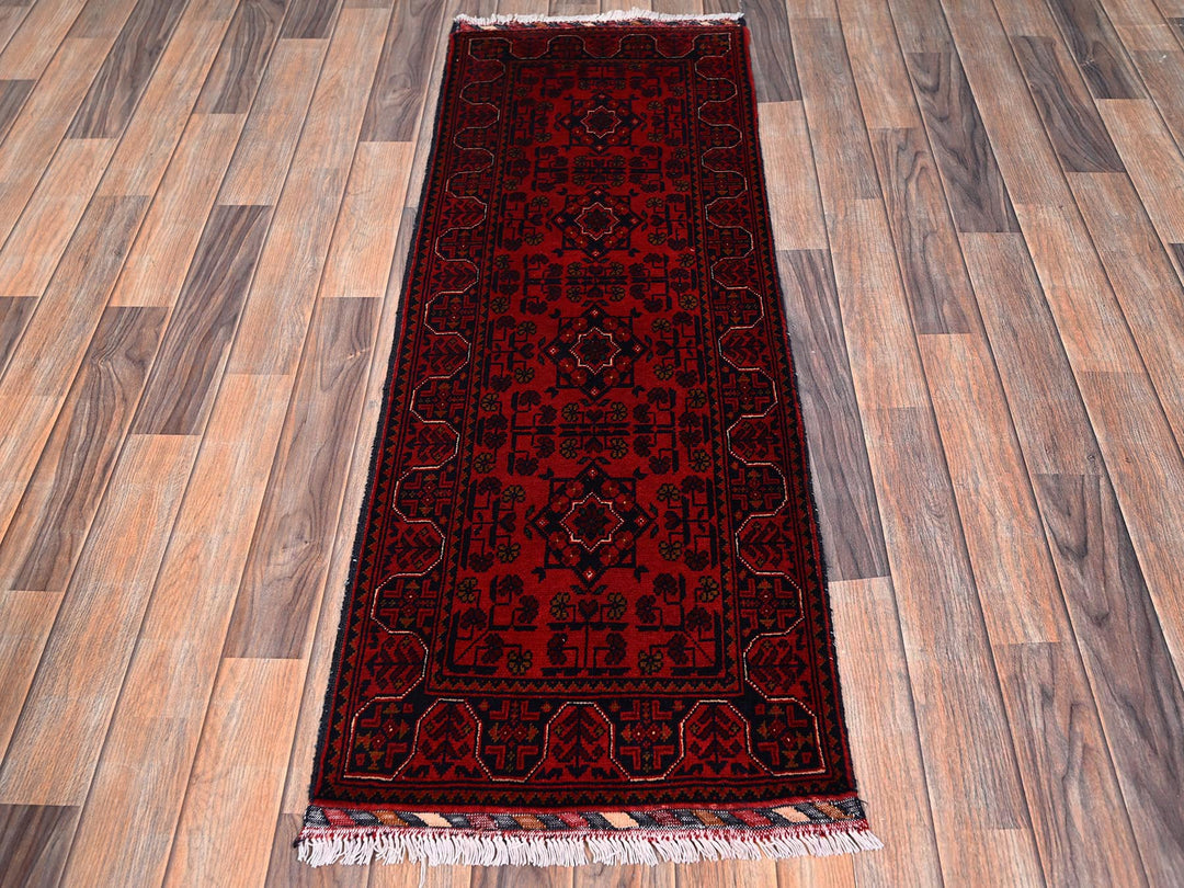 1'9" x 4'11" New Hand Knotted Red Wool Runner Oriental Rug - MOA1022466