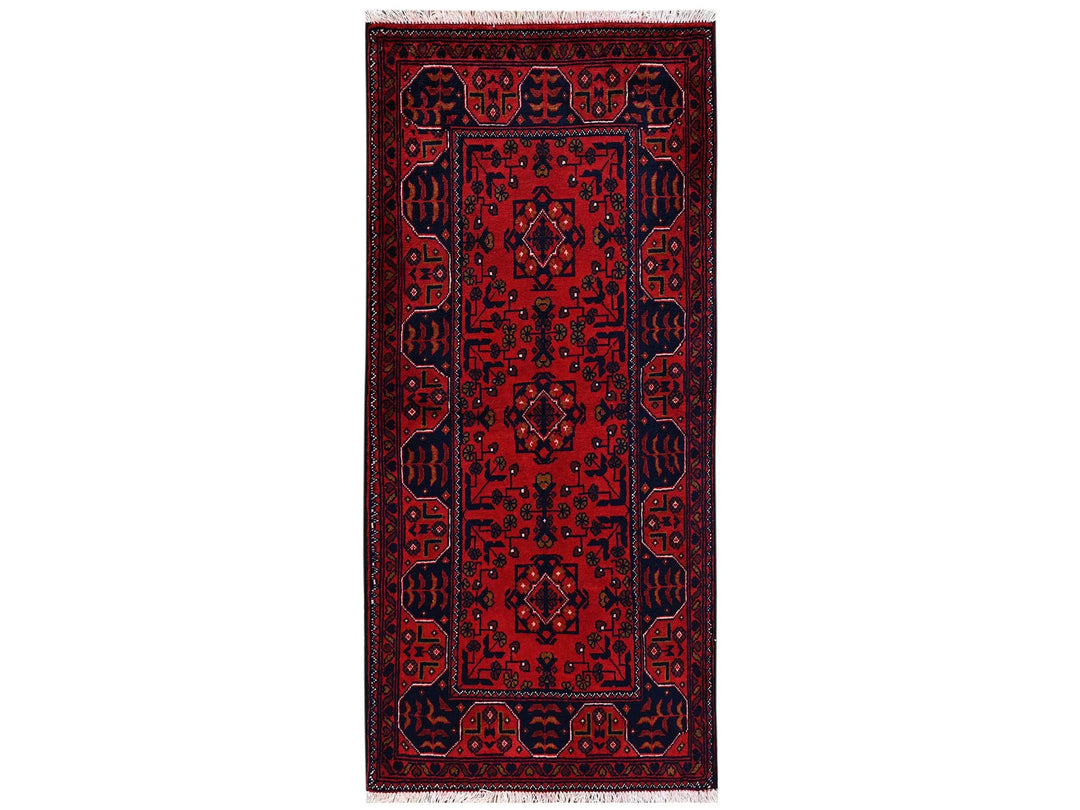 2'1" x 4'9" New Hand Knotted Red Wool Runner Oriental Rug - MOA1022467