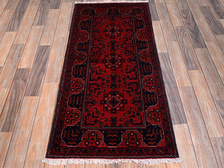 2'1" x 4'9" New Hand Knotted Red Wool Runner Oriental Rug - MOA1022467