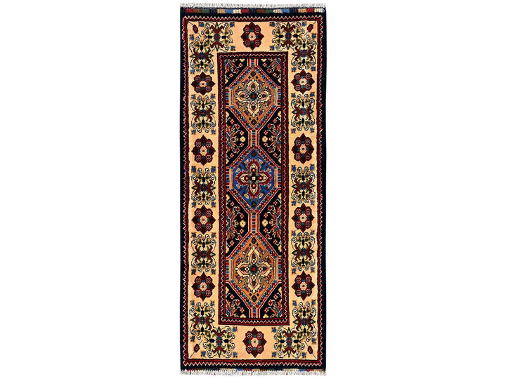 2'2" x 5'4" New Hand Knotted Blue Wool Runner Oriental Rug - MOA1022468