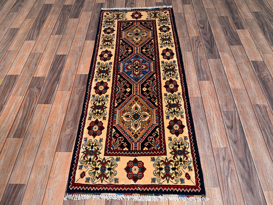 2'2" x 5'4" New Hand Knotted Blue Wool Runner Oriental Rug - MOA1022468