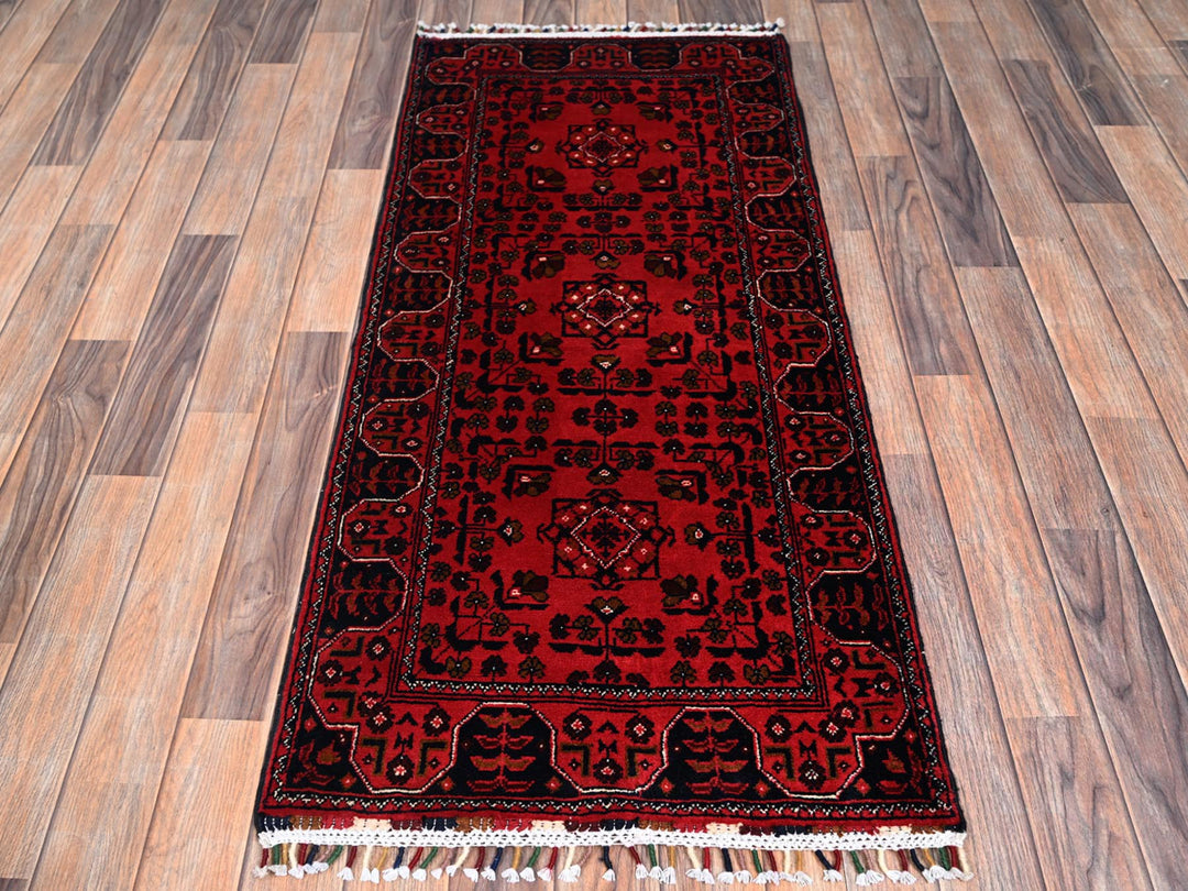 2'2" x 4'10" New Hand Knotted Red Wool Runner Oriental Rug - MOA1022469
