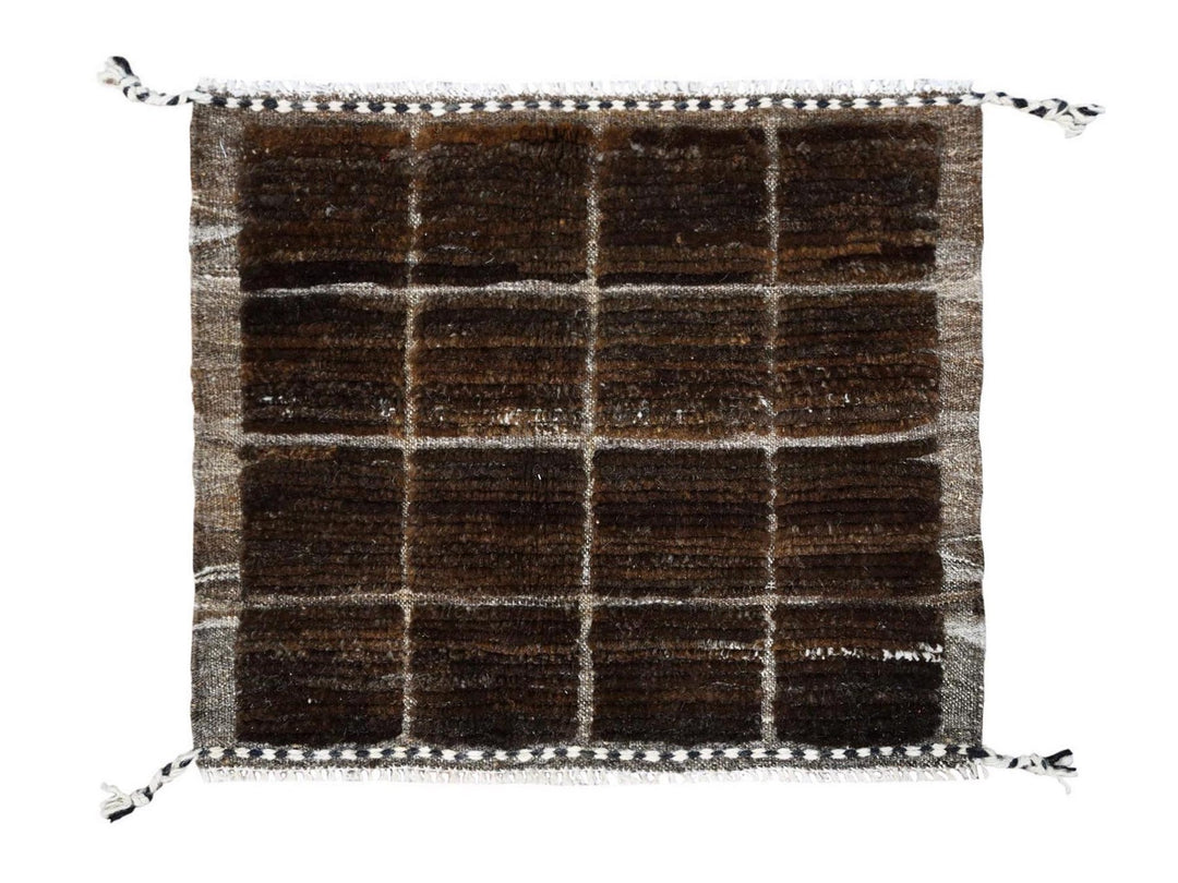 1'8" x 2'0" New Hand Knotted Brown Wool Square Oriental Rug - MOA102246