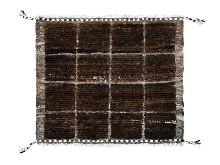 1'8" x 2'0" New Hand Knotted Brown Wool Square Oriental Rug - MOA102246