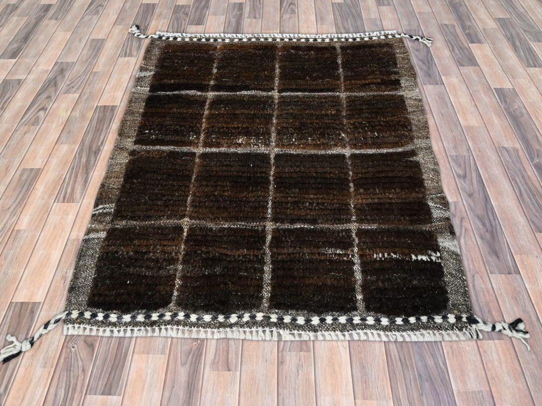 1'8" x 2'0" New Hand Knotted Brown Wool Square Oriental Rug - MOA102246