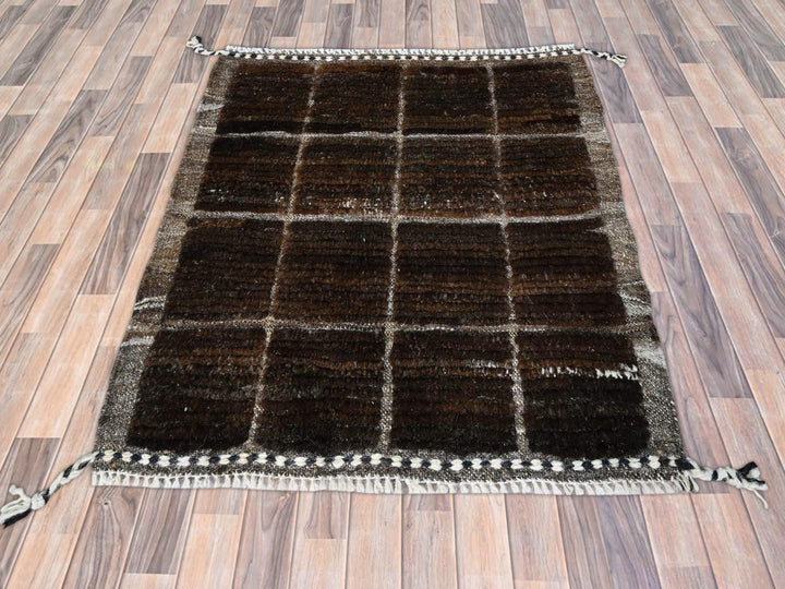 1'8" x 2'0" New Hand Knotted Brown Wool Square Oriental Rug - MOA102246